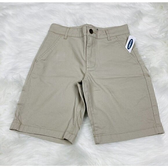 Old Navy Adjustable Waist Chino Shorts Boy’s Size 8 Light Khaki School Uniform - Picture 1 of 6